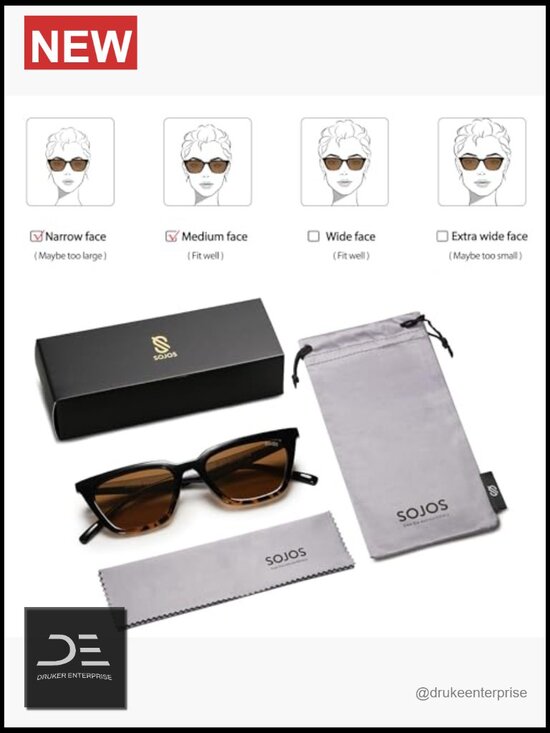 Polarized Narrow Square Cateye Sunglasses UV400 Protection for Women Retro